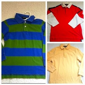 Lands End Boys bundle of 3 long sleeve Polo  Shirts, size L/7